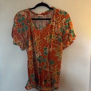 Vibrant Floral V-Neck Blouse